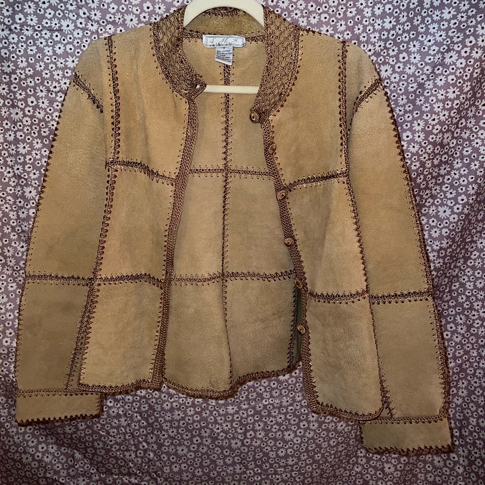 Patchwork leather jacket